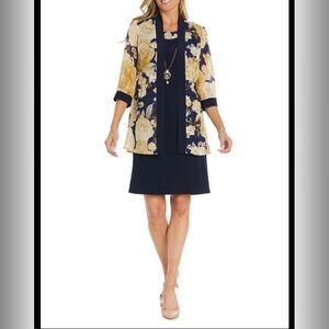 R & M Richards Women's Printed Chiffon Jacket Dress NWT Size 22W